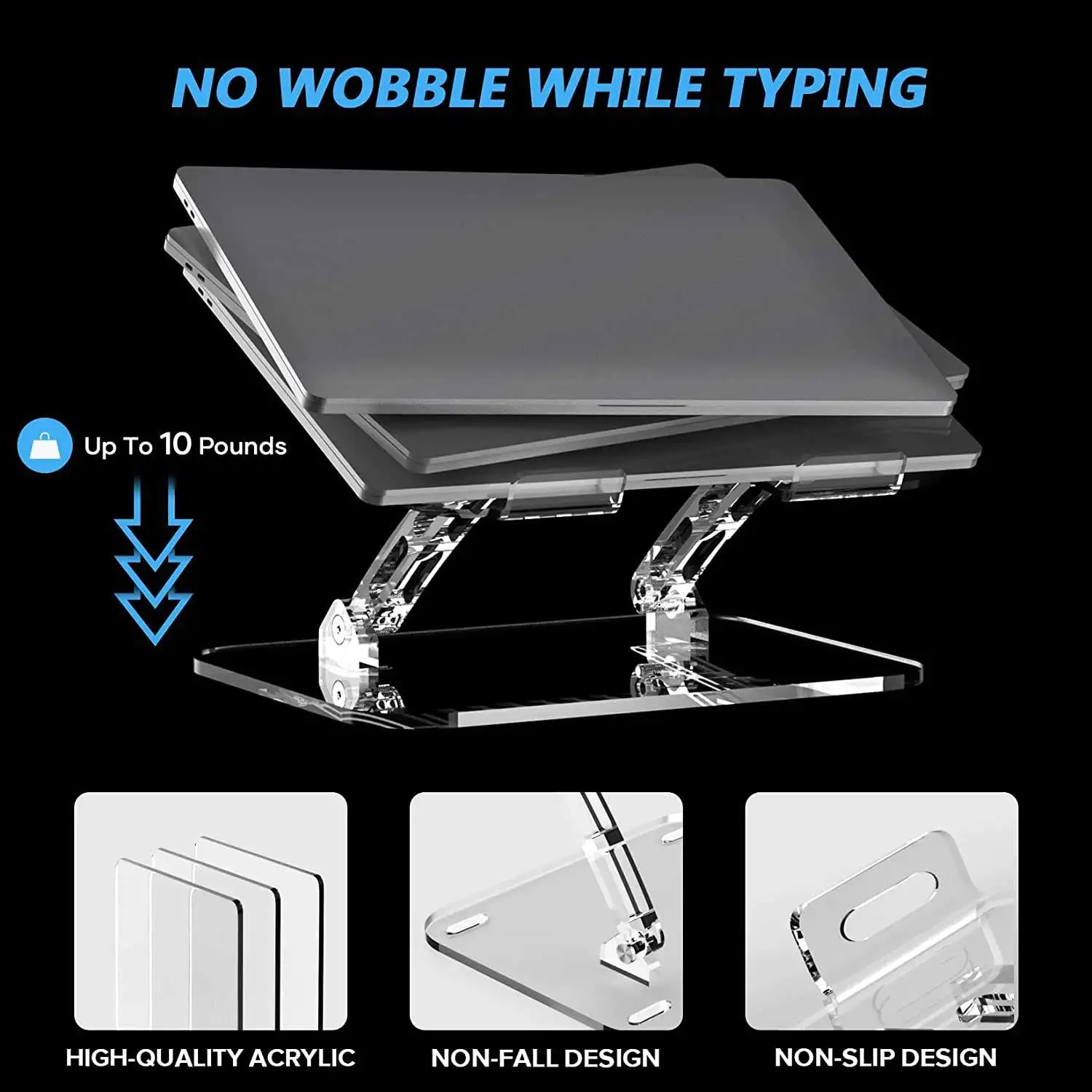 Elevate Laptop Holder Portable Laptop Ergonomic Computer Stand Riser Soporte Para Adjustable Acrylic Laptop Stand