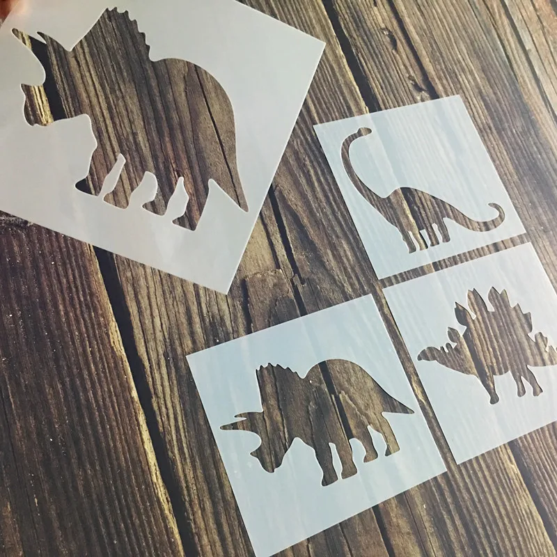 Plastic Drawing Painting Dinosaur Stencil Set for Kids and Toy Painting Washable Template Animal Stencil