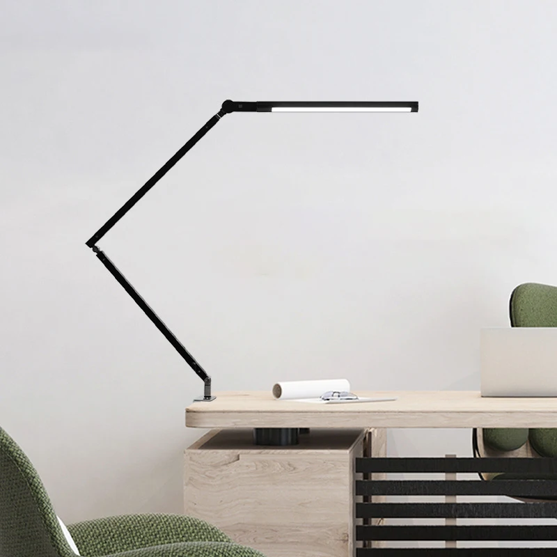 Multifunctional aluminum alloy folding clip LED eye protection desk lamp long arm reading table light with remote control