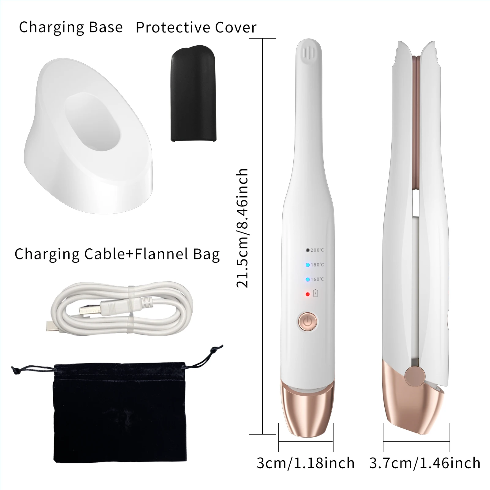 Lightweight Wireless Rechargeable Mini Hair Straightener Portable Hair Iron Antiscald Hair Straightener With Charging Base