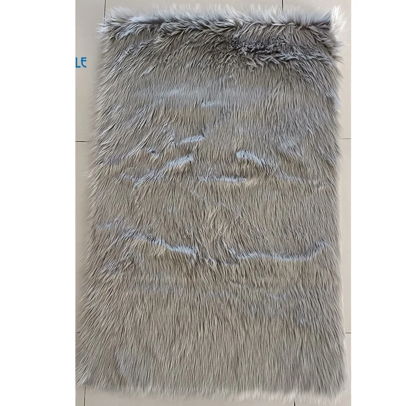 UOO  Long Pile Faux Fur Sheepskin Rug for Bedside
