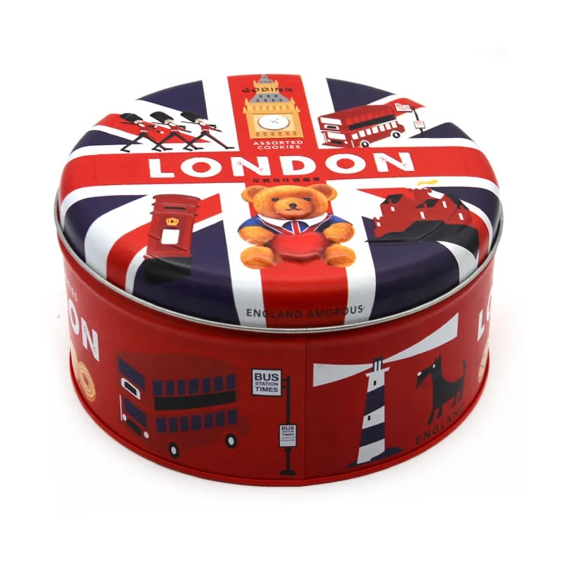 Metal Cans For Cake Food Grade Tin Packaging Box Empty Tinplate Chocolate Box Big Round Tin Cookies Can With Lid Biscuit Tin Can