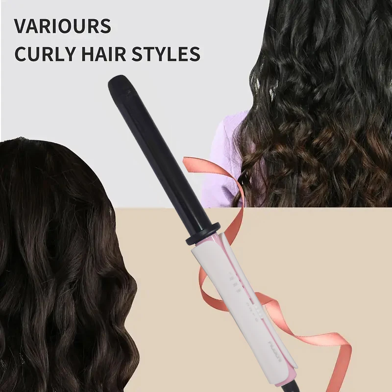 Factory Private Mode Long Barrel Hair Curling Iron LED Display Hair Brush 3 Heat Settings Electric Hair Comb