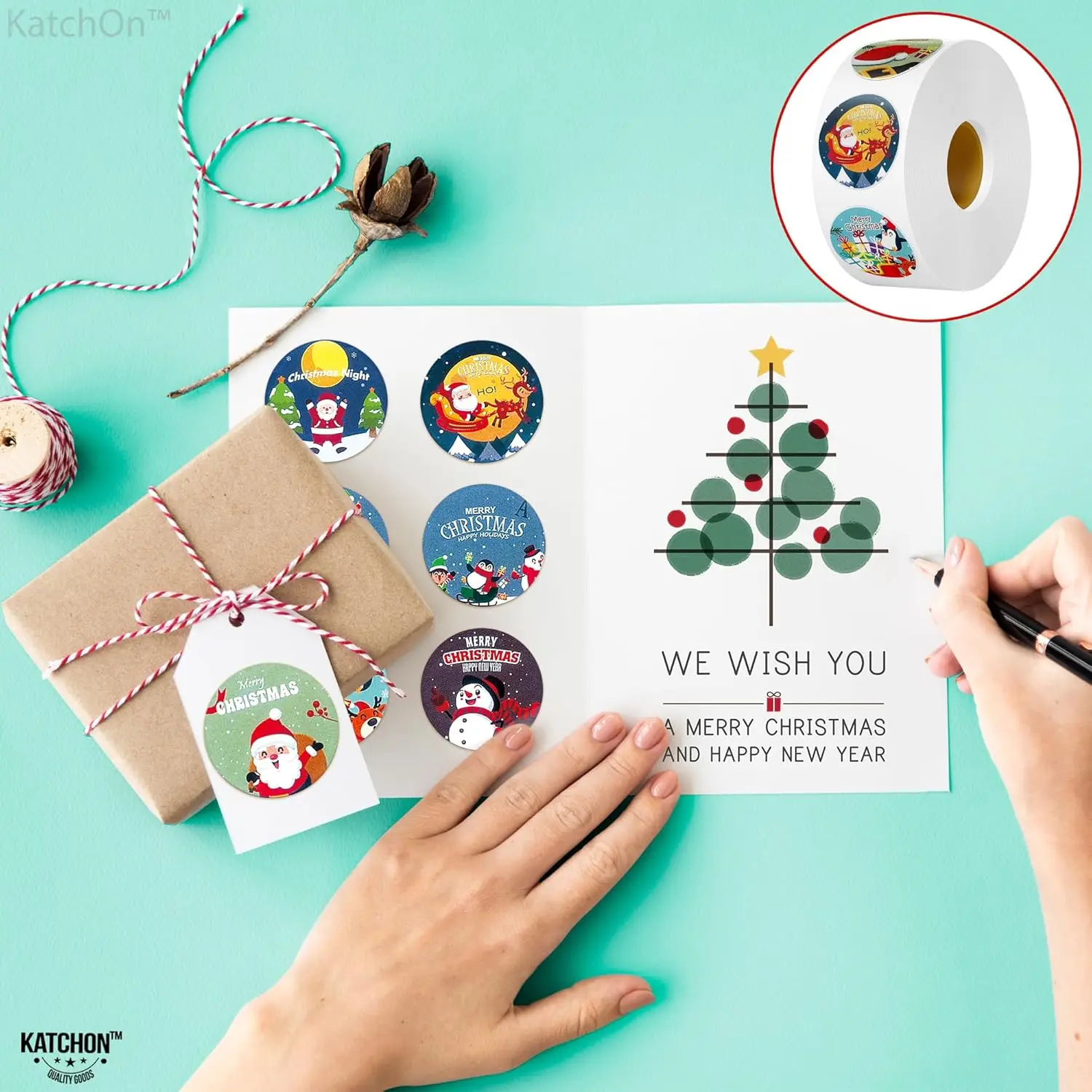 Custom Christmas Stickers Holiday Stickers for Card Envelope Adhesive Christmas Label Stickers for Awarding Kids