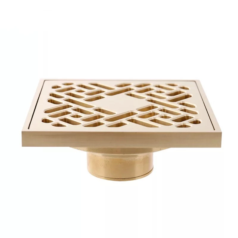 Brass Gold Color Metal Square Newest Luxury Bathroom Floor Drain