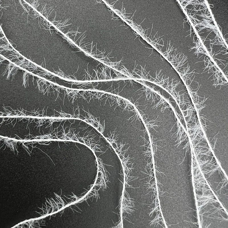 13NM 4cm Nylon Eyelash Feather Yarn FD White Imitate Mink Fancy Yarn For Sweaters