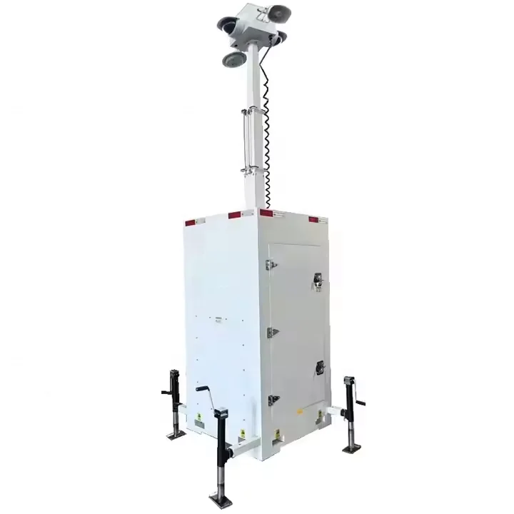 Cuboid Mobile CCTV Tower Security Camera Tower for Construction Site Monitoring