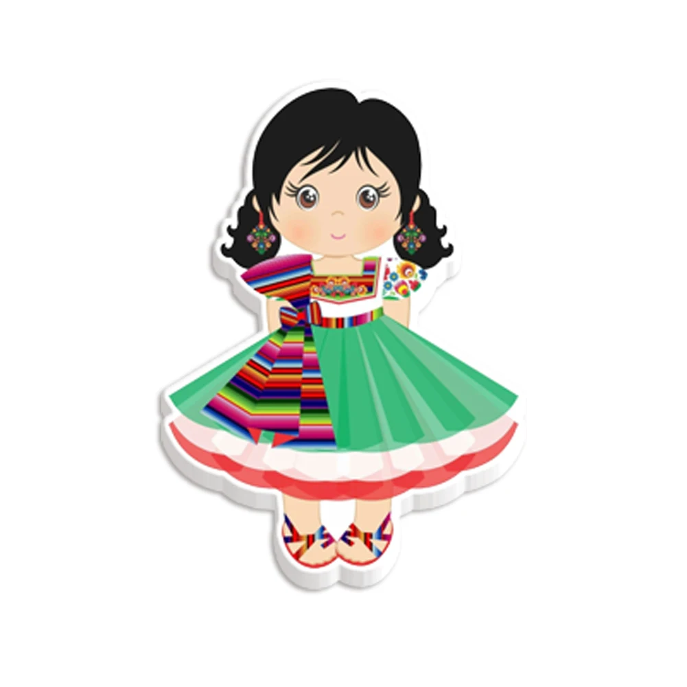 customizable resin planars mexico girl cartoon character printed resin jewelry art
