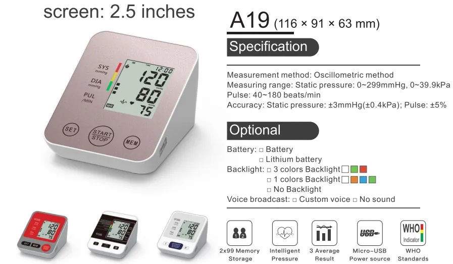 Automatic Digital Blood Pressure Monitor Adjustable Upper Arm BP Cuff bp Meter Sphygmomanometer Heart Rate Monitoring Machine