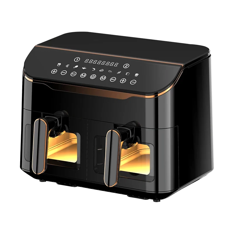 High Quality Double Zone 8L Air Fryer Wifi Air Fryer with Two Visible Drawers LED Touch Screen with Defrost Function