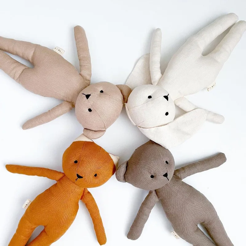 Factory cute kids bunny plush black and white toy baby comfort doll rabbit easter christmas and other holiday gifts