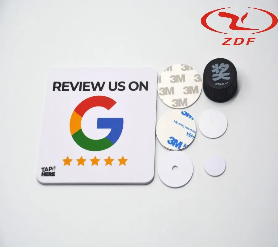 Customizable 120x120MM Waterproof NFC Epoxy Sticker Google Play Gift Review Label