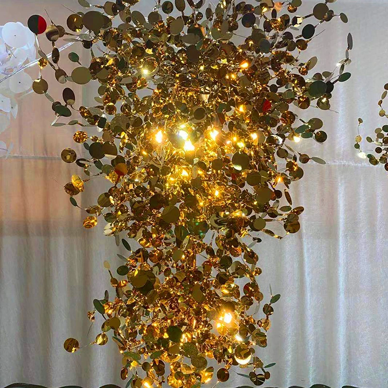 Hotel lobby luxury metal stainless steel gold ceiling pendant light fixture custom made indoor lighting art deco chandeliers