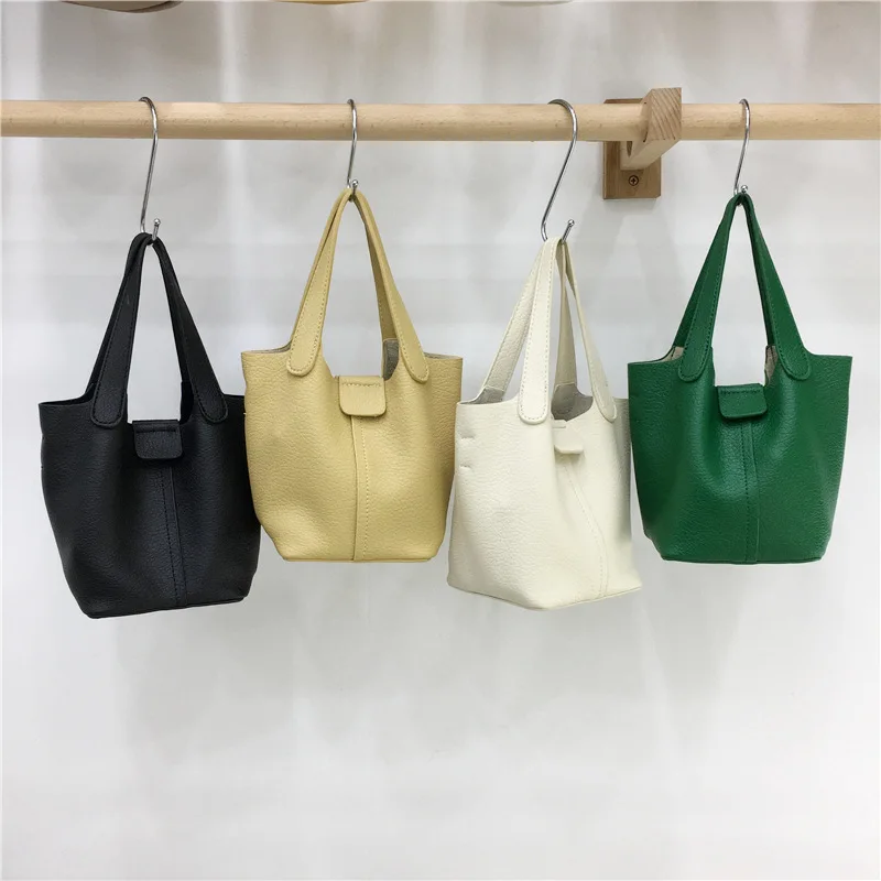 New casual and fashionable vegetable basket hand-held soft texture single shoulder crossbody bucket bag