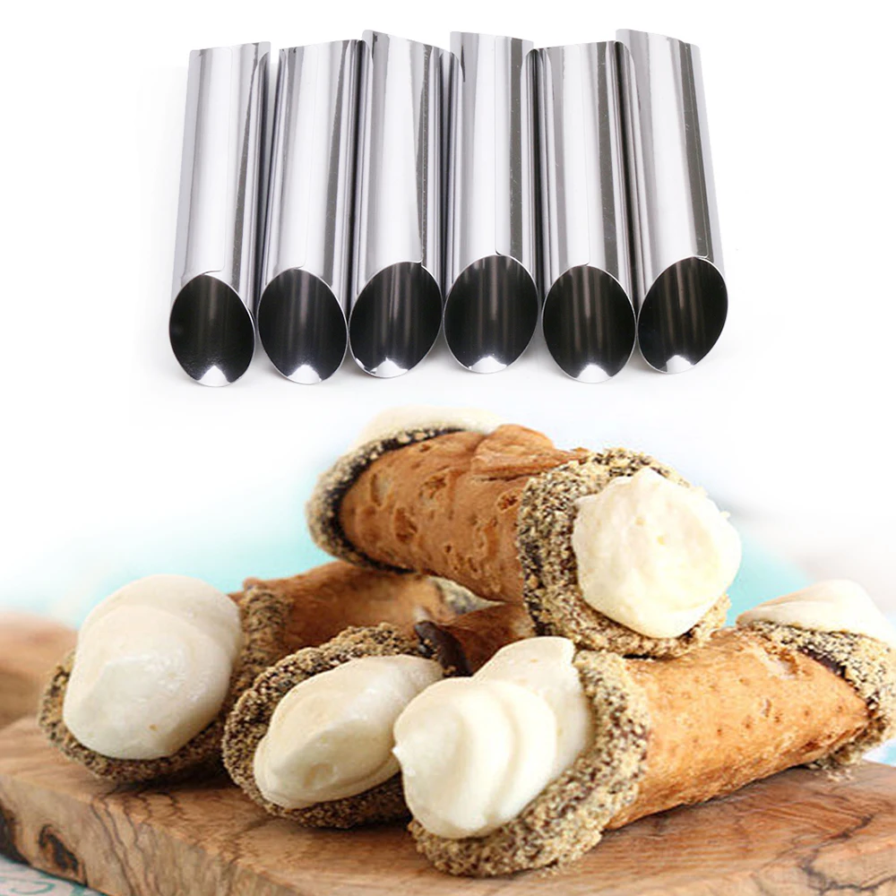 6Pcs premium high quality dessert cake cream hole round food grade stainless steel cannoli tubes