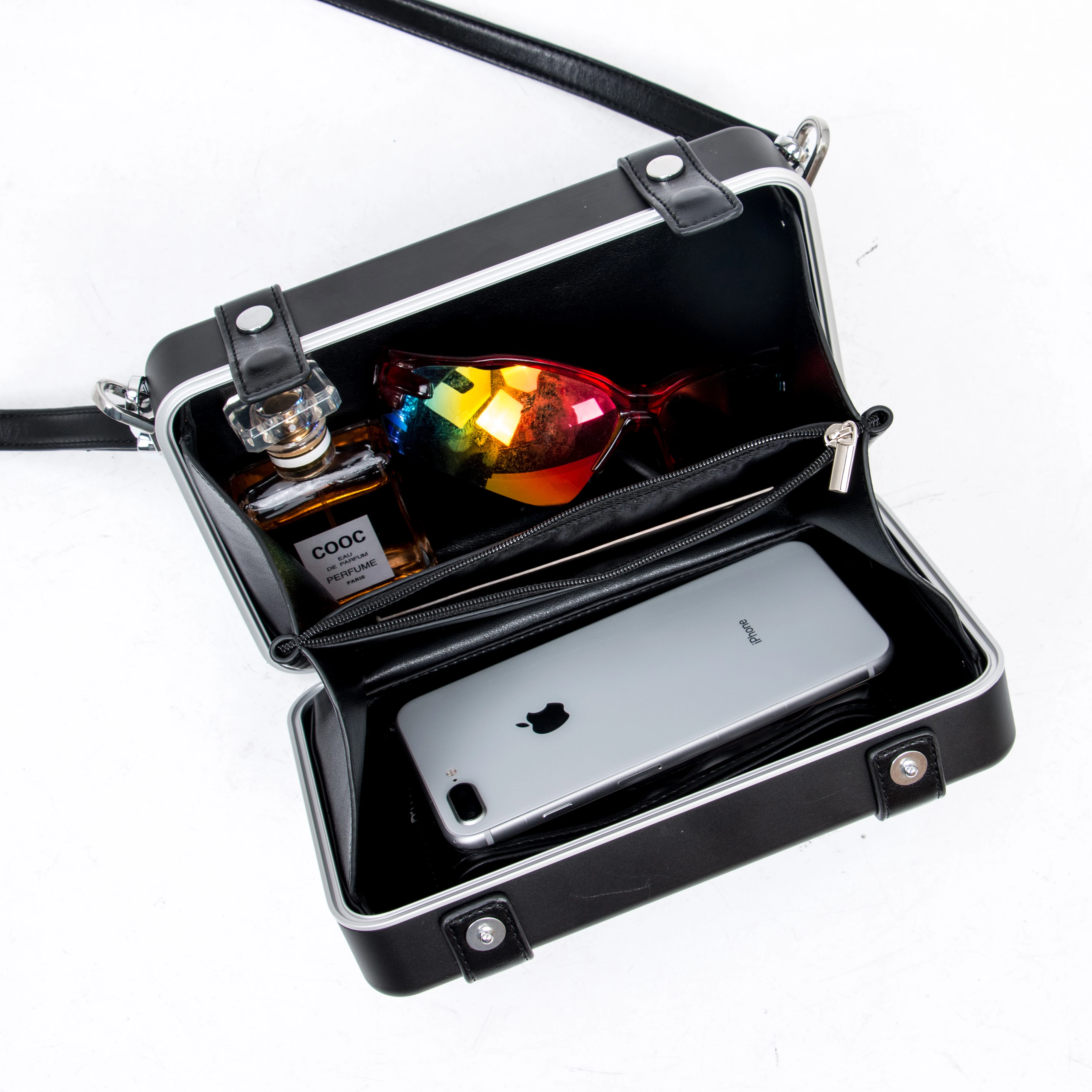 Aluminum floral fashion beauty makeup brush bag portable hard case make up box brush holder make up case beauty case