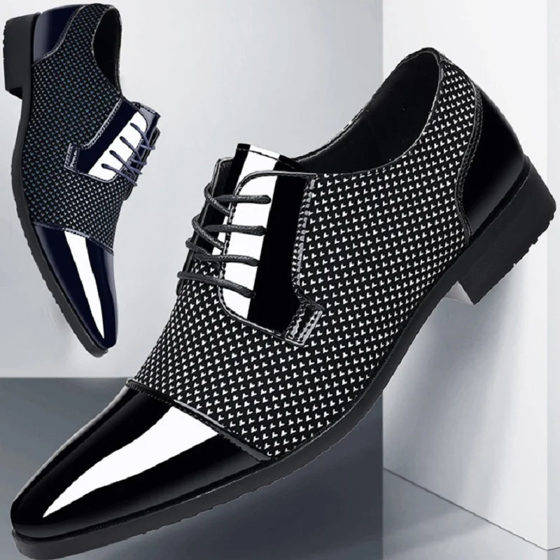 Leather Shoes For Men Business Attire Casual Breathable Black Height Increasing Pointed Lace Up British Fashion Mens Shoes