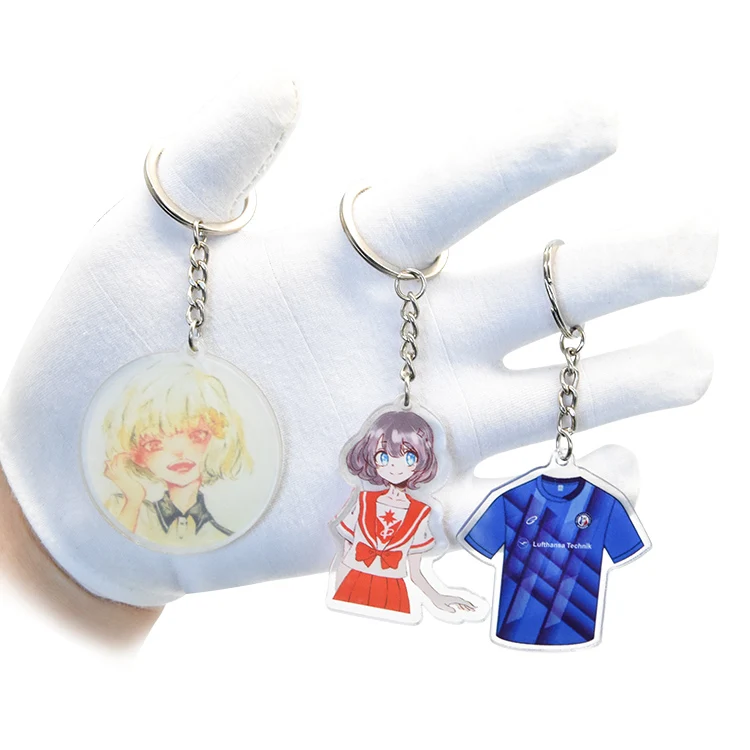 Custom promotion cartoon anime photo clear keychain clear acrylic custom logo with epoxy