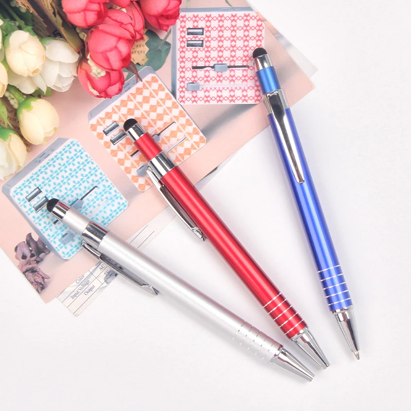 Promotional cheap aluminum metal ball pen with touch phone screen stylus ballpoint pen