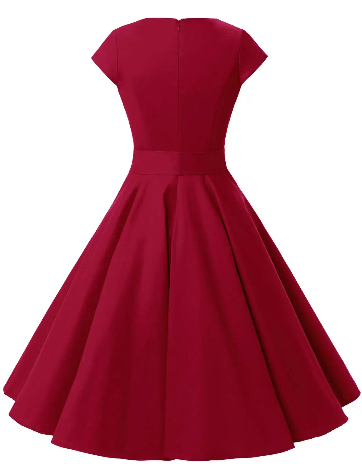 Women Vintage 1950s Retro Rockabilly Prom Dresses Cap-Sleeve