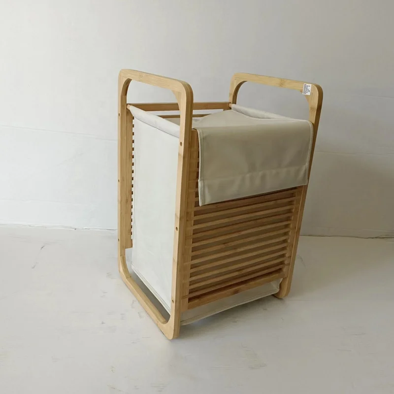 Bamboo Laundry Rack Bathroom Laundry Hamper Clothes Basket BSCI Factory