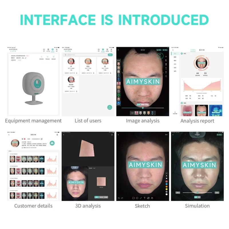 AIMYSKIN Professional Skin Analyzer AI 3D Digital Face Skin Facial Analysis Scanner Testing Diagnosis Skin Analyzer Machine 2024
