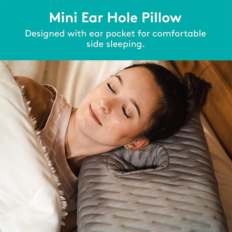 Removable Cover Side Sleeping Pillow Travel-Friendly Memory Foam Mini Ear Hole Pillow for Ear Piercings Earplugs