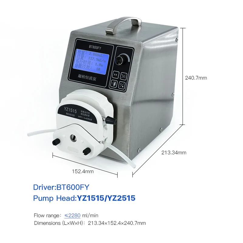 BT600FY peristaltic pump, 2.28L/min high-precision filling machine, 90-265V peristaltic pump, manufacturer,support customization