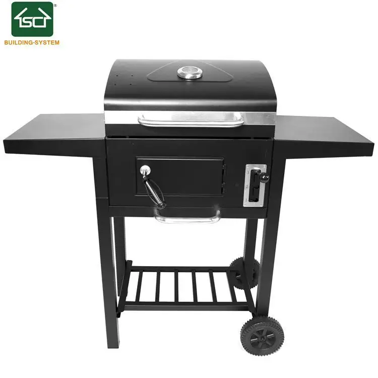 SCB-115 BBQ Grill Round Charcoal Stove Outdoor Bacon Portable 3 in 1 Barbecue  Double Deck Smoker Oven Camping Picnic Cooking