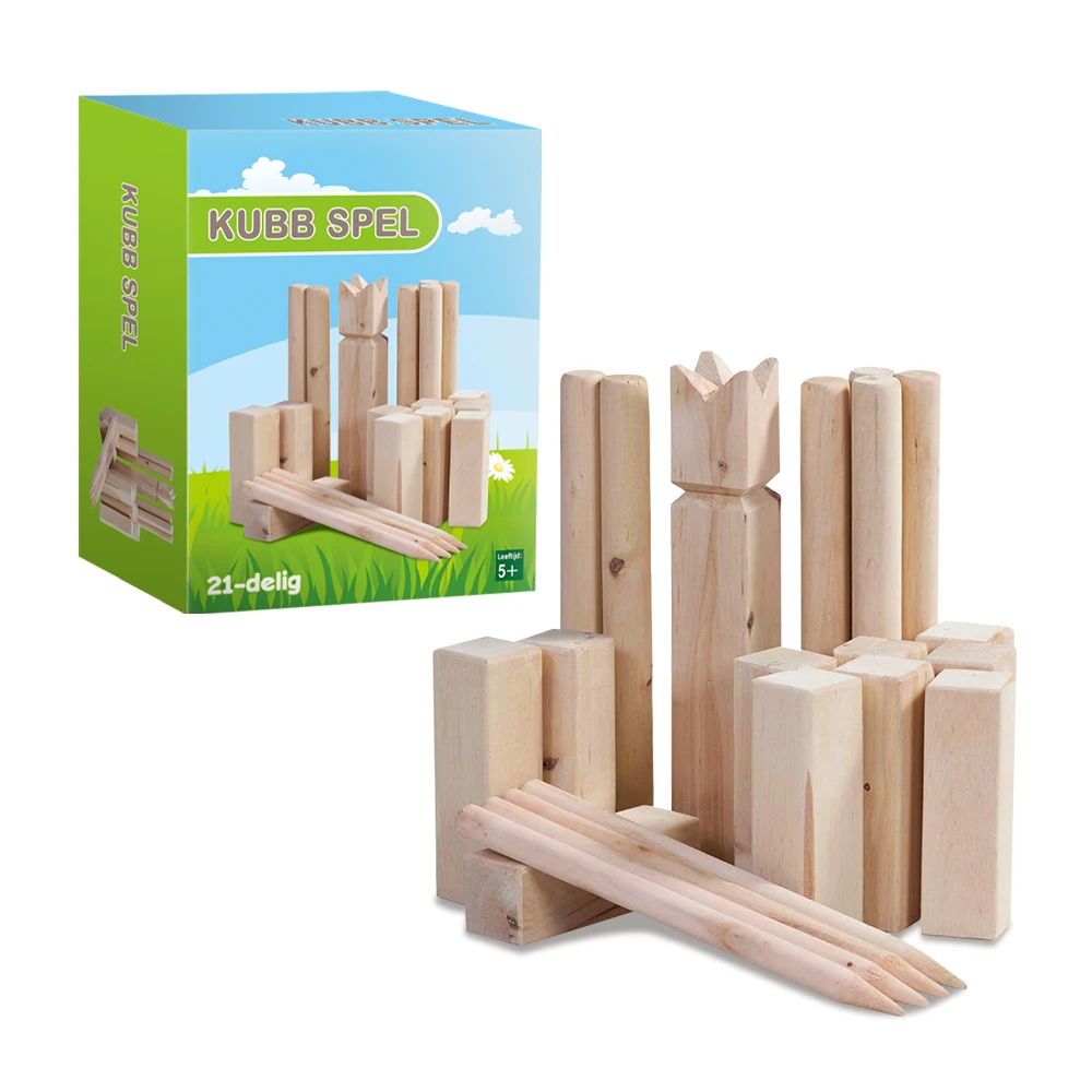 Kubb Set Outdoor Games for Family Approved Viking Kubb Classic Viking Lawn Wooden Kubb Yard Tossing Game Set