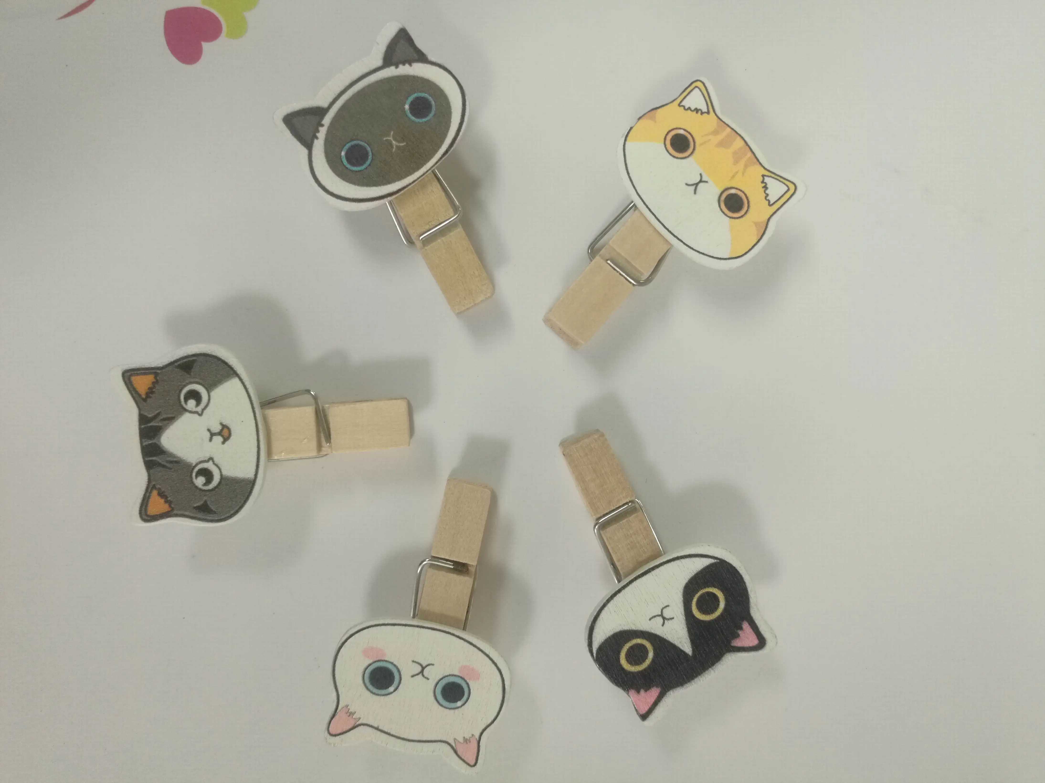 Fancy Cat Head Coloring Wooden Clothespins