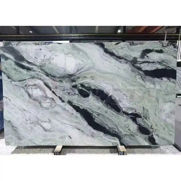 Newstar Green Ice Marble Slabs and Tiles Elegant Translucent Green Stone for Modern Design