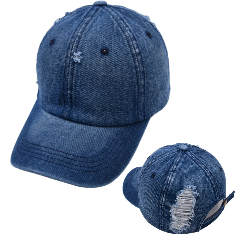 2024 Spring And Summer Blank Denim Sport Hat 2 types Vintage Distressed 6 panel Baseball Cap