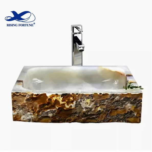 RF Cheap Natural Green Onyx Marble Stone Wash Basin Polished Oval Drum For Bathroom