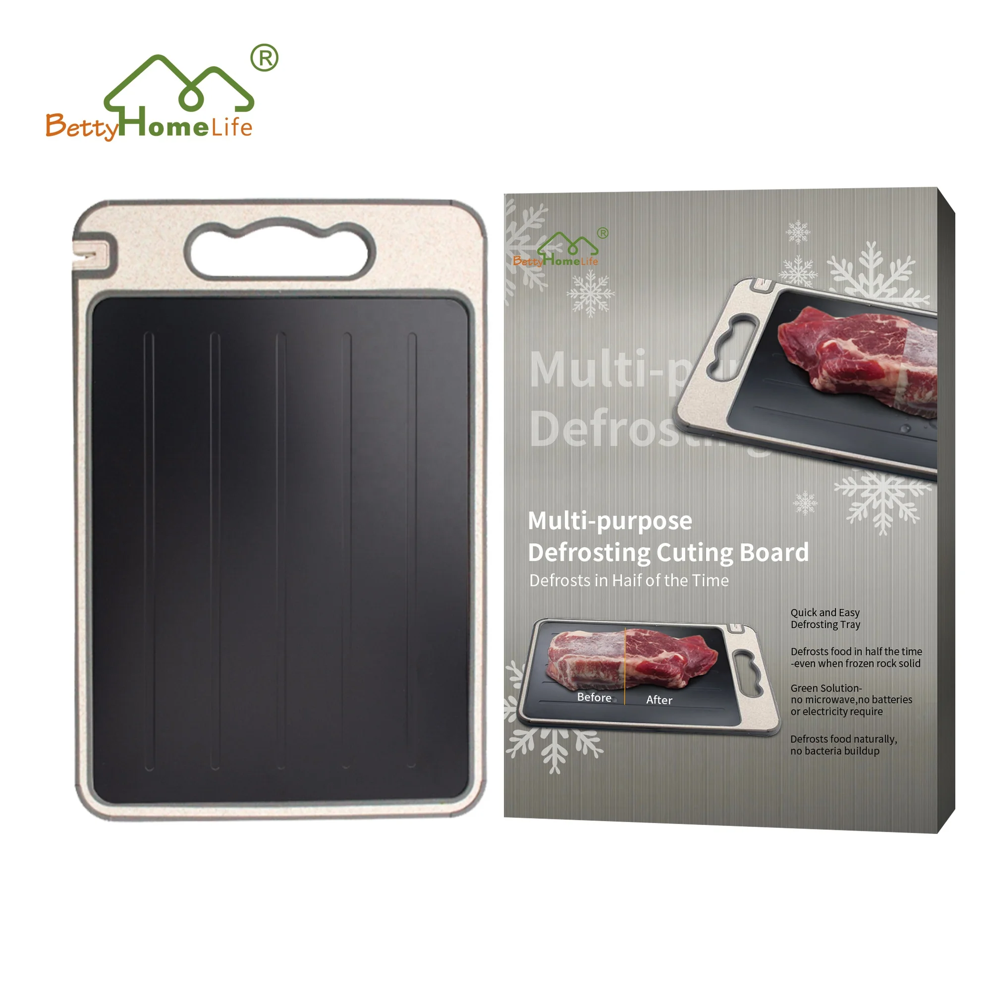 Multi-Purpose Defrost Cutting Board Double Sided Large Size Cutting Board for Kitchen Food-Grade Wheat-Straw and Aluminium Plate