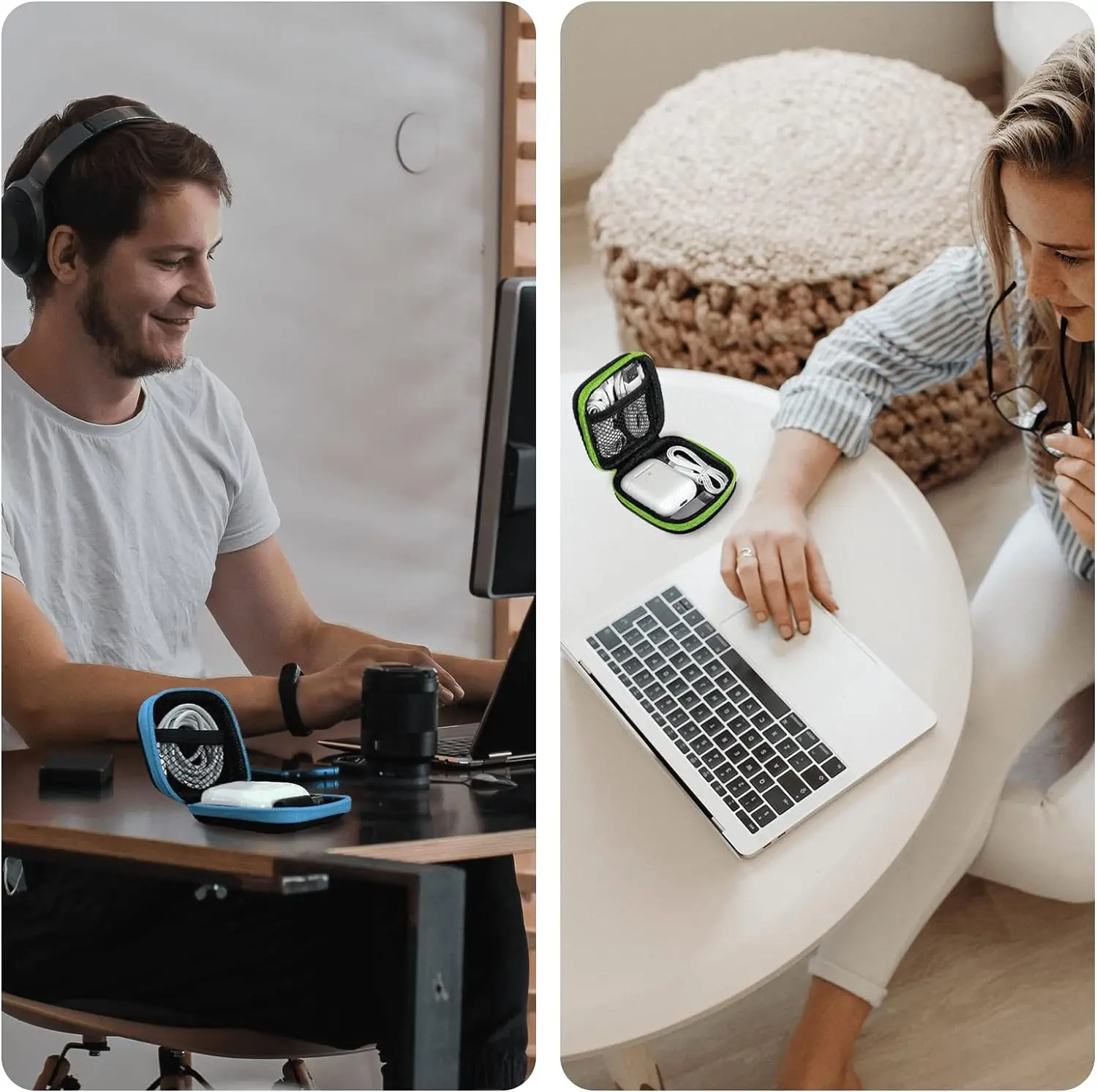 Factory Wholesale Zipper Shockproof Protective Cover Box Case Bag Portable Earphone Square Earbud Cases LOGO Custom Eva Case