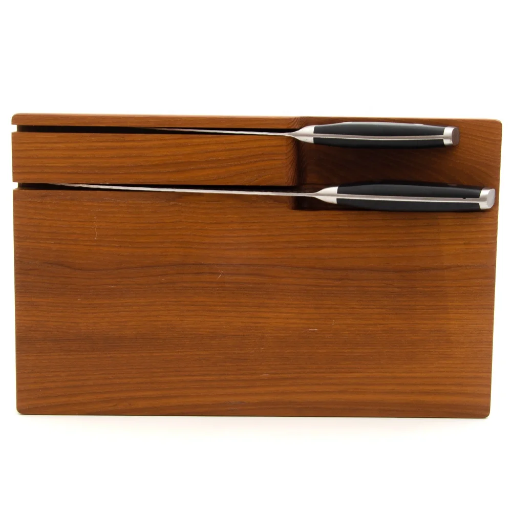 Home kitchen accessories knife stand organizer storage knife holder acacia wood drawer knife block