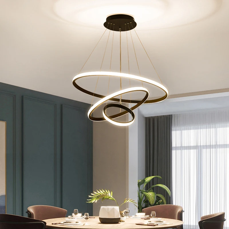 Gold luxury lighting modern Decorative circle ring LED shandelier chandelier Pendant Lights