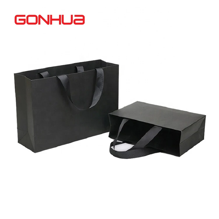 GONHUA supplier custom brand logo paper packaging big shopping bag recycled white black brown kraft paper bag with handle