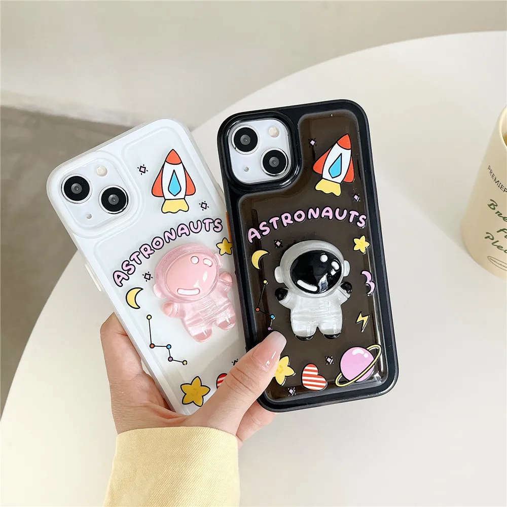 Cute Cartoon 3D Space Astronaut Phone Case For iPhone 14 13 Pro Max Soft TPU Mobile Phone Bags & Cases