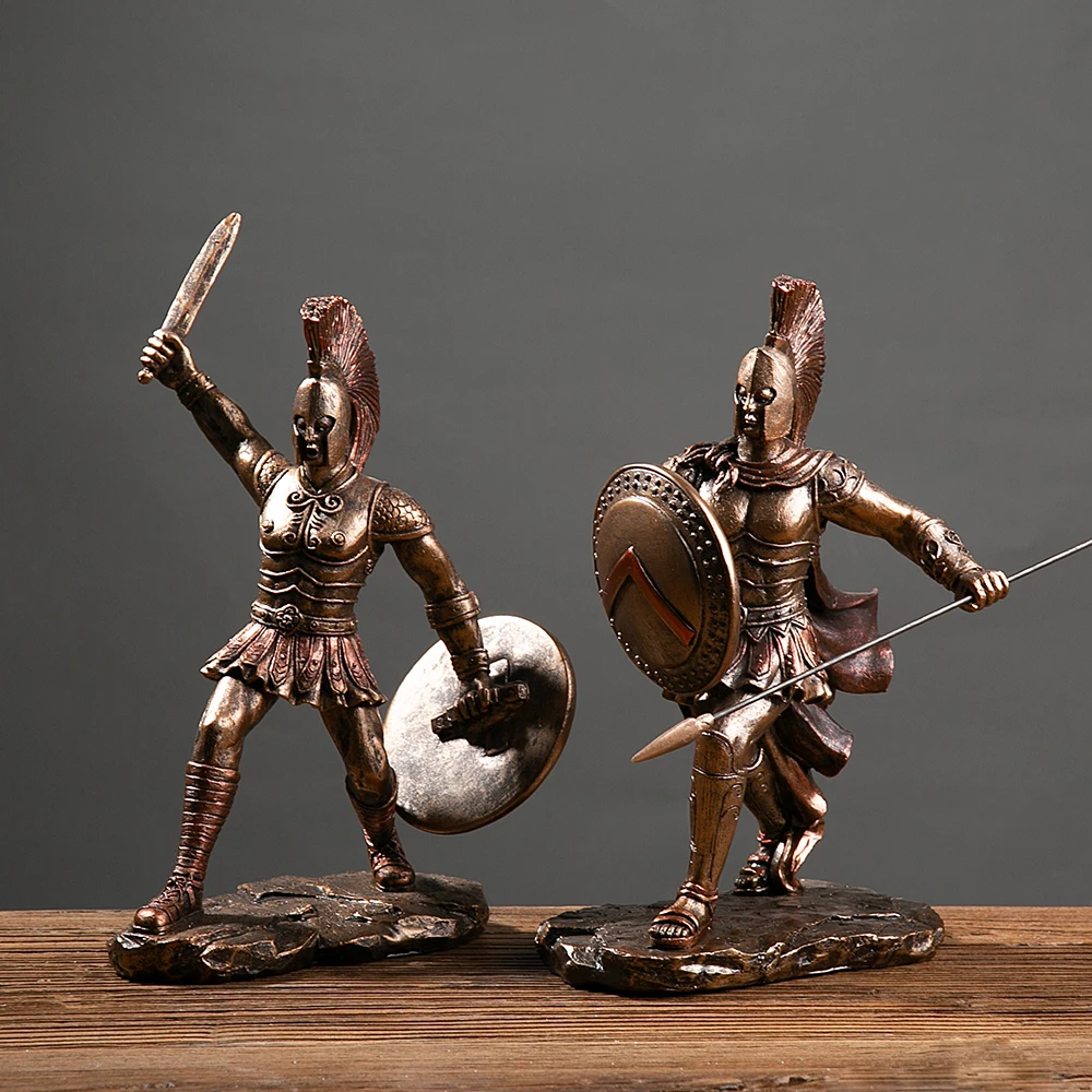 Armor Warrior Resin Figure Statue Medieval Knight Resin Sculpture Statue human statue sculpture  Warrior With Axe Shield  Armor