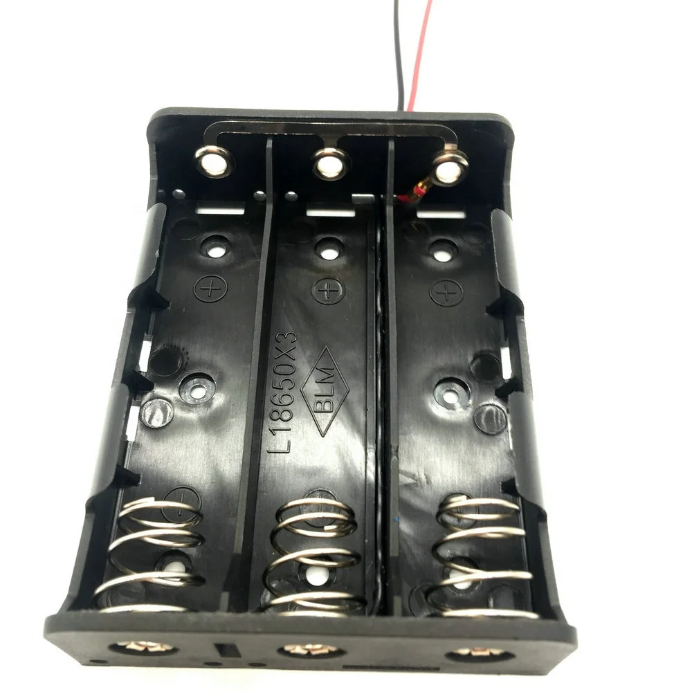 Three 3*18650 cell box with wire leads 150mm 18650 parallel 3.7V battery holder
