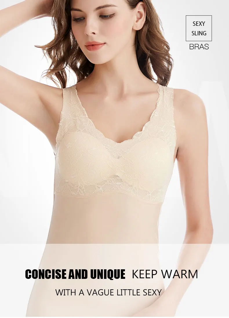 Camisoles keep warm women tank top with flower lace padded ladies camisole