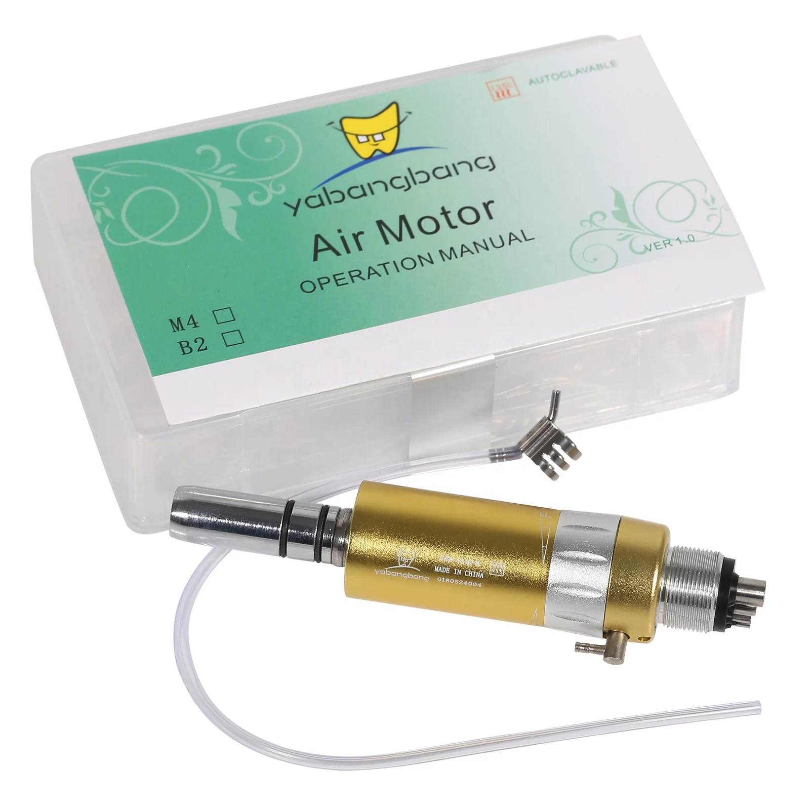 Hot Sale! NSK Style Dental 1:1 E-type External Spray Air Motor 4 Holes Slow/Low Speed Handpiece Gloden