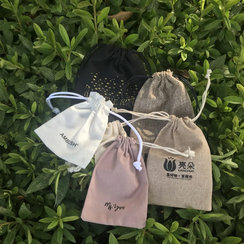 Customized Linen Grey Lavender Sachet Barcode Printed Customized Gift Tooth Fairy Pouch