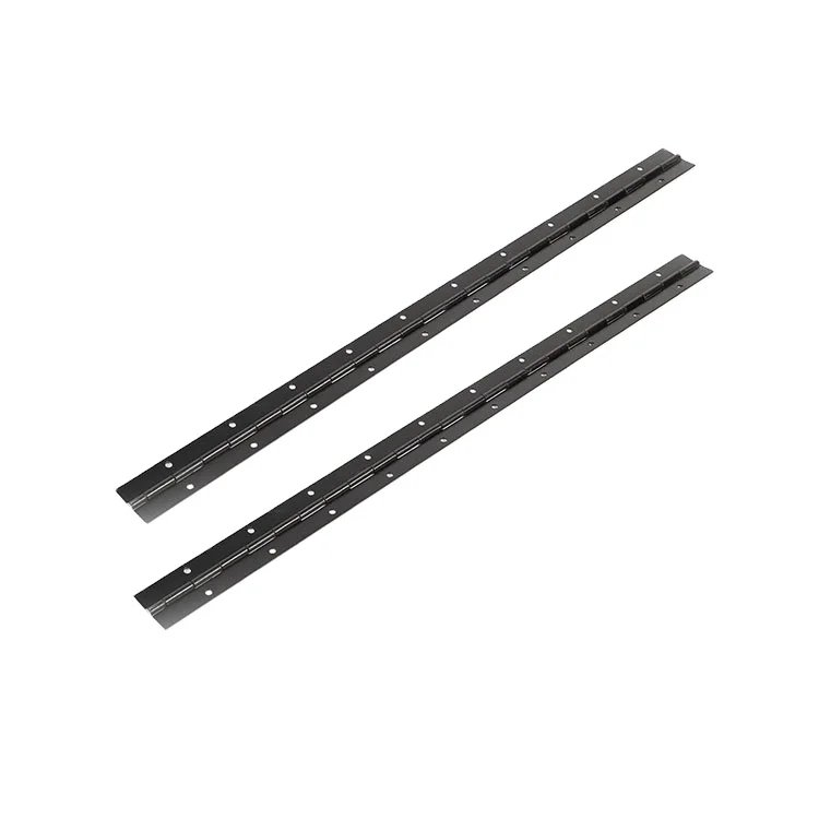 black continuous metal long piano hinges
