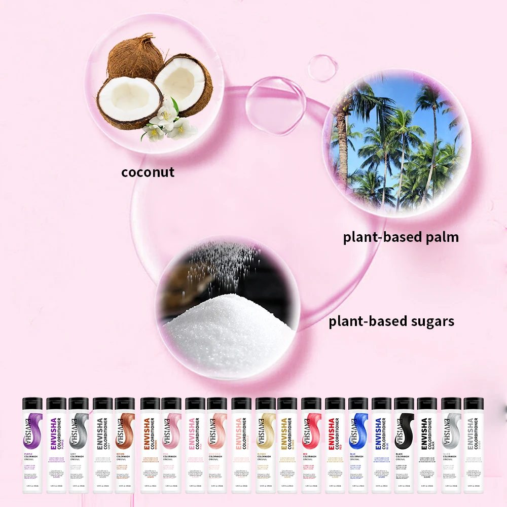 Natural Long Lasting Semi-Permanent Blonde Gold Red Pink Black Grey Brown Hair Dye Color Shampoo Conditioner