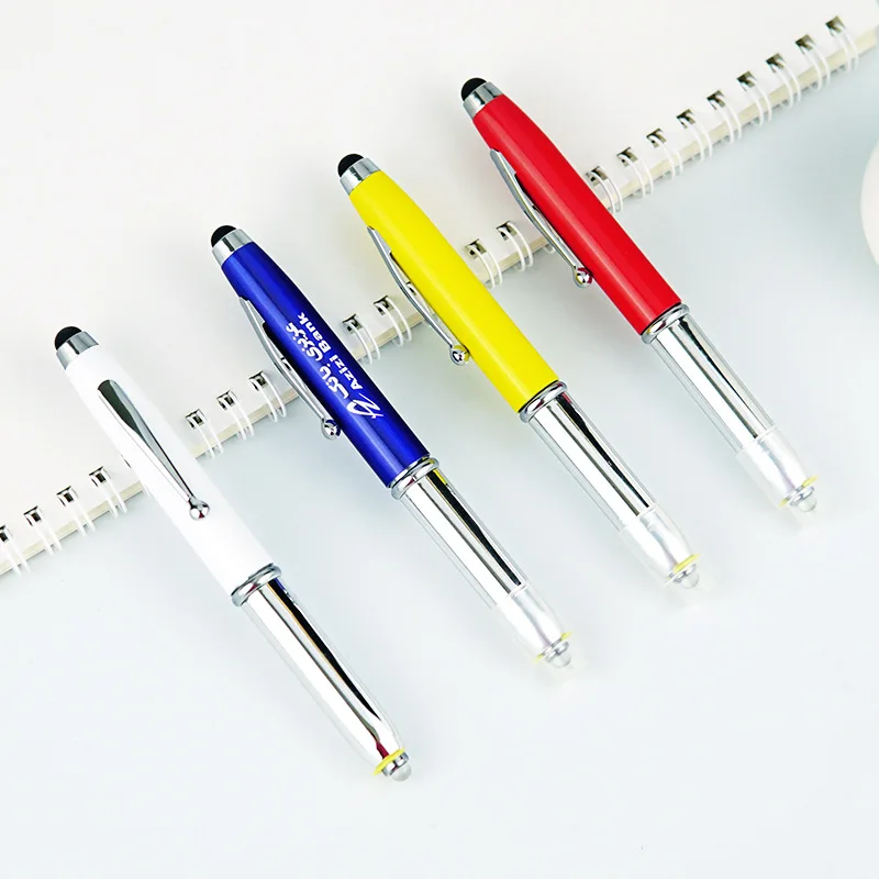 4 in 1 Led Light Screen Touch Stylus Pen, Multifunctional Twist Action Metal Barrel Ballpoint Pens