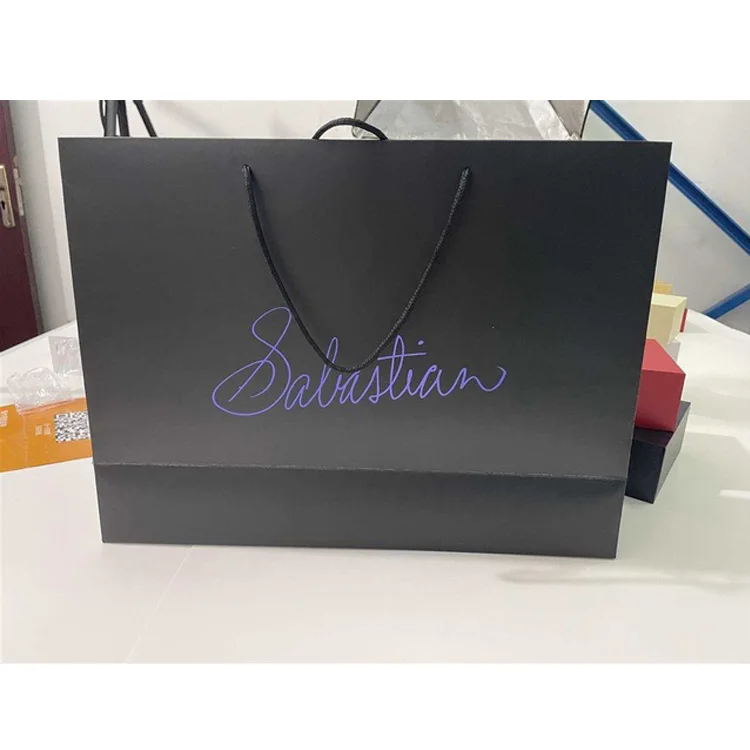 Luxury 250gsm black craft modeeni black gift bags large thank you paper shop black paper bags with your own logo