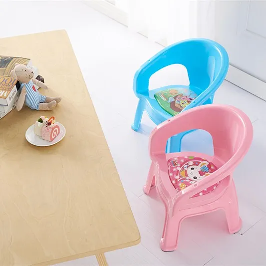 Child Plastic Whistle Chair Baby Feeding Chair Portable Kids Table Foldable Dining Chair